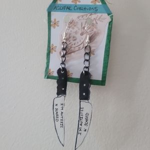 Handmade "I'm autistic n scared" earrings